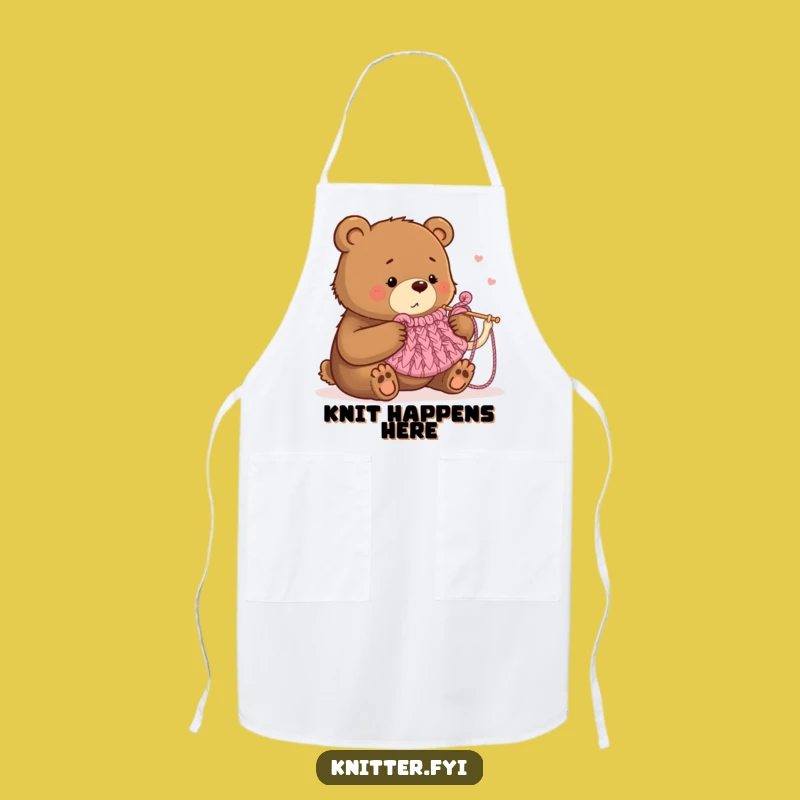 Funny Bear Knitting Apron: Hilarious Kitchen Wear for Crafters and Cooking Enthusiasts