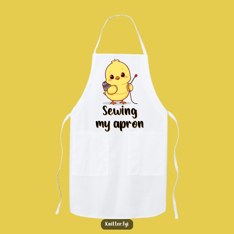 Funny Chick Sewing Apron: Cute Bird with Needle, Perfect Kitchen Funny Gift
