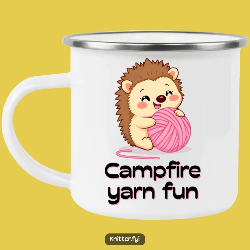 Funny Hedgehog Yarn Camping Mug - Cozy Critter Adventures, Durable Funny Gift!