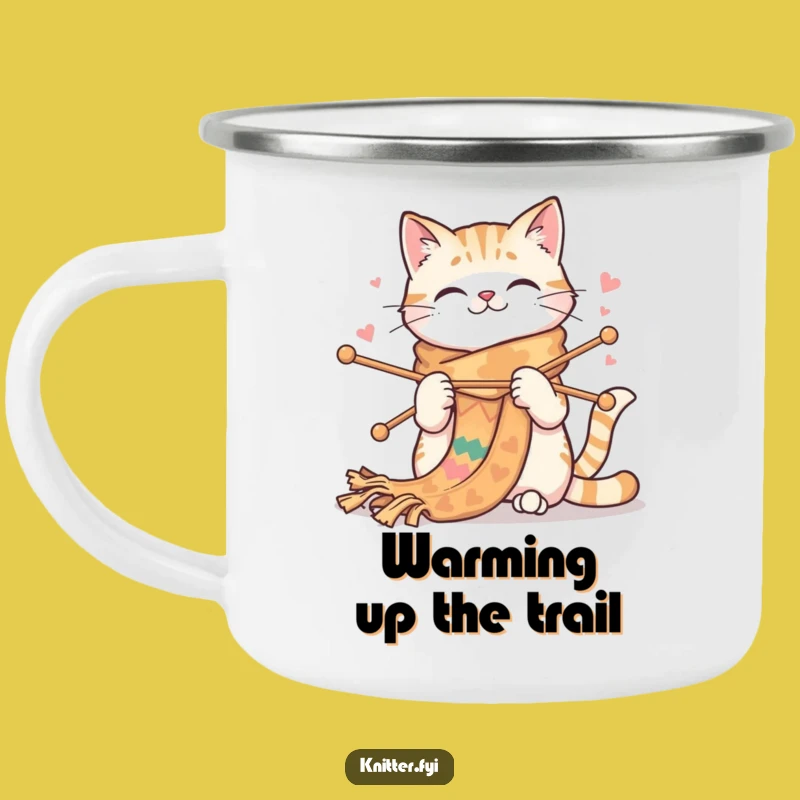 Funny Cat Knitting Camping Mug - Enjoy Hot Drinks by the Fire with This Hilarious Feline Mug