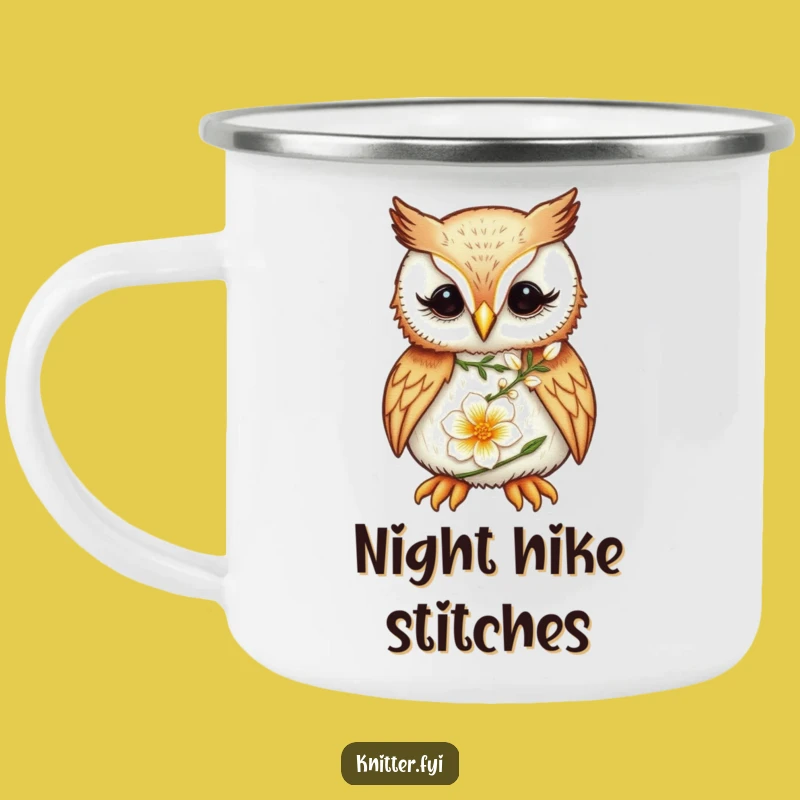 Funny Owl Camping Mug: Enamel Embroidery Cup, Outdoor Craft Gift