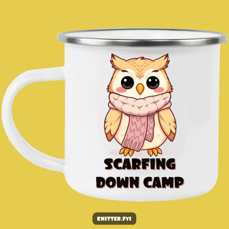 Funny Owl Knitting Camping Mug: Durable Cup for Crafters, Cozy Design