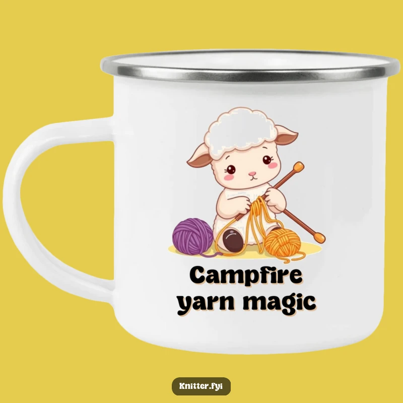 Funny Sheep Camping Mug: Rustic Yarn Art Mug for Outdoor Crafters