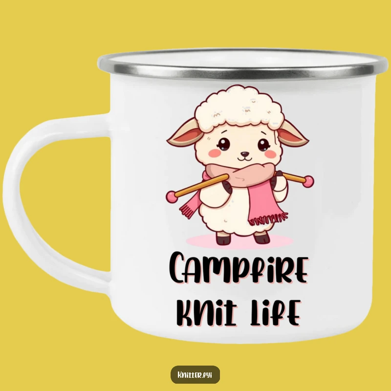 Funny Sheep Knitting Camping Mug - Cozy Outdoor Laughs Gift