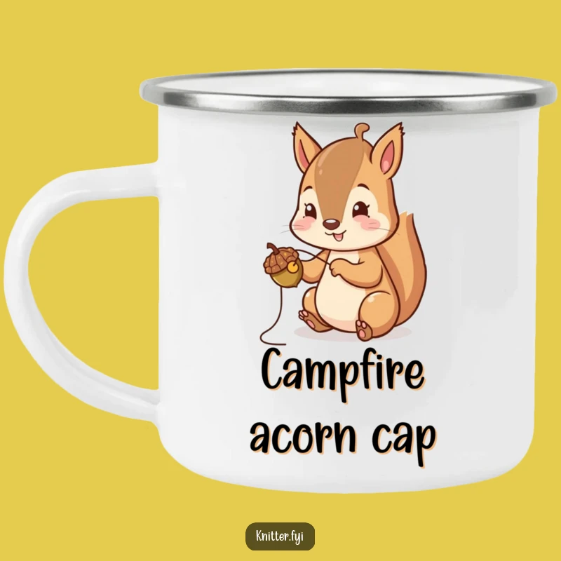 Funny Squirrel Camping Mug: Enamel Acorn Stitching Cup, Outdoor Craft Gift
