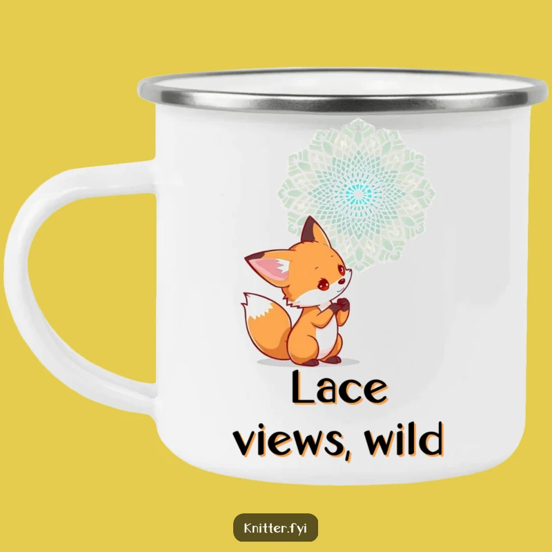 Funny Fox Examining Lace Camping Mug - Outdoor Art Adventure Gift