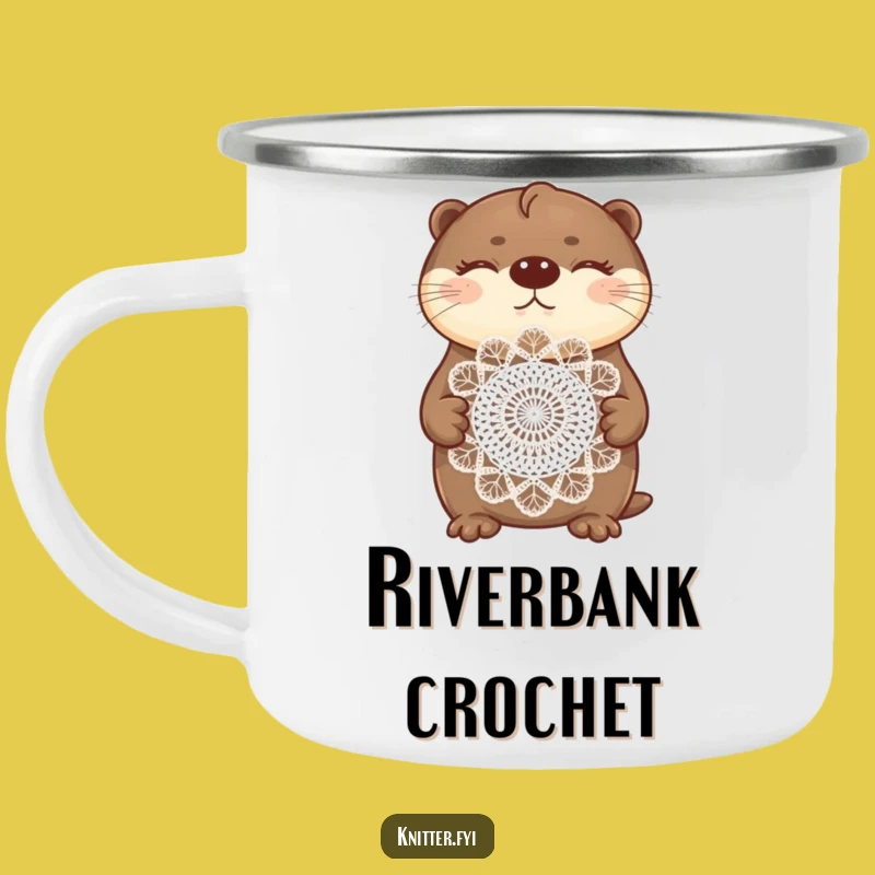 Funny Otter Crochet Camping Mug: Adventure Ready Crafter