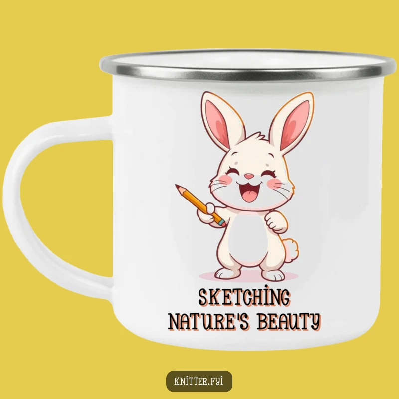Funny Bunny Artist Camping Mug: Durable Cup for Creative Adventures, Gift
