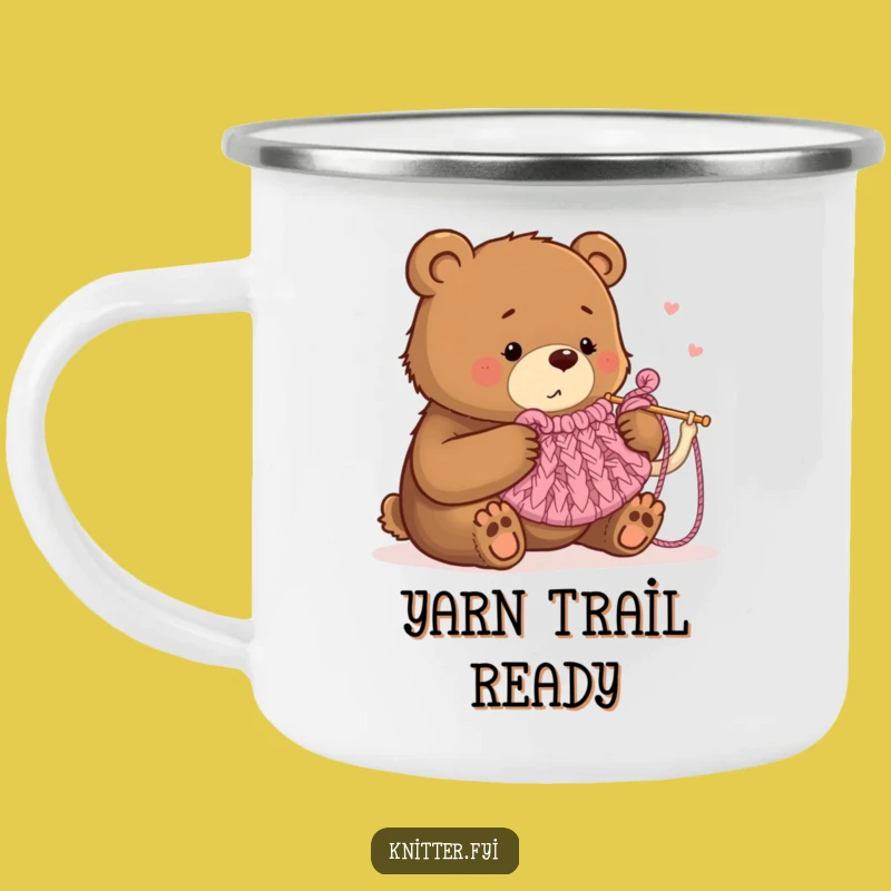 Funny Bear Knitting Camping Mug: Hilarious Outdoor Gear for Cozy Campfire Moments