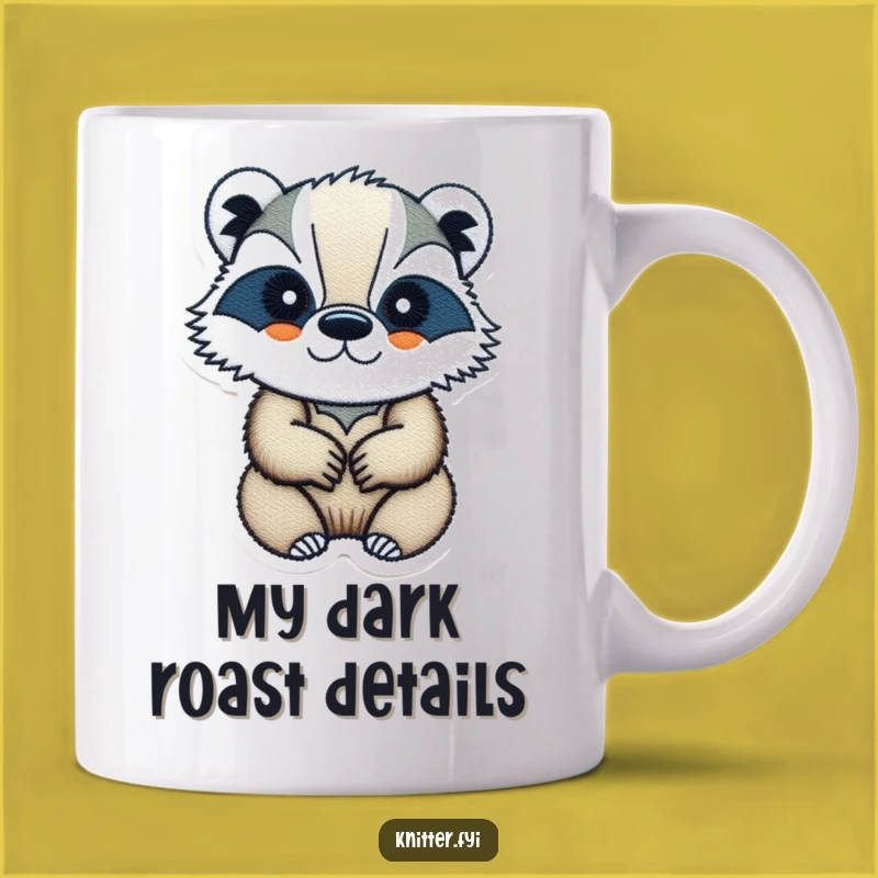 Funny Badger Embroidery Mug: Hilarious Badger Gift for Stitchers