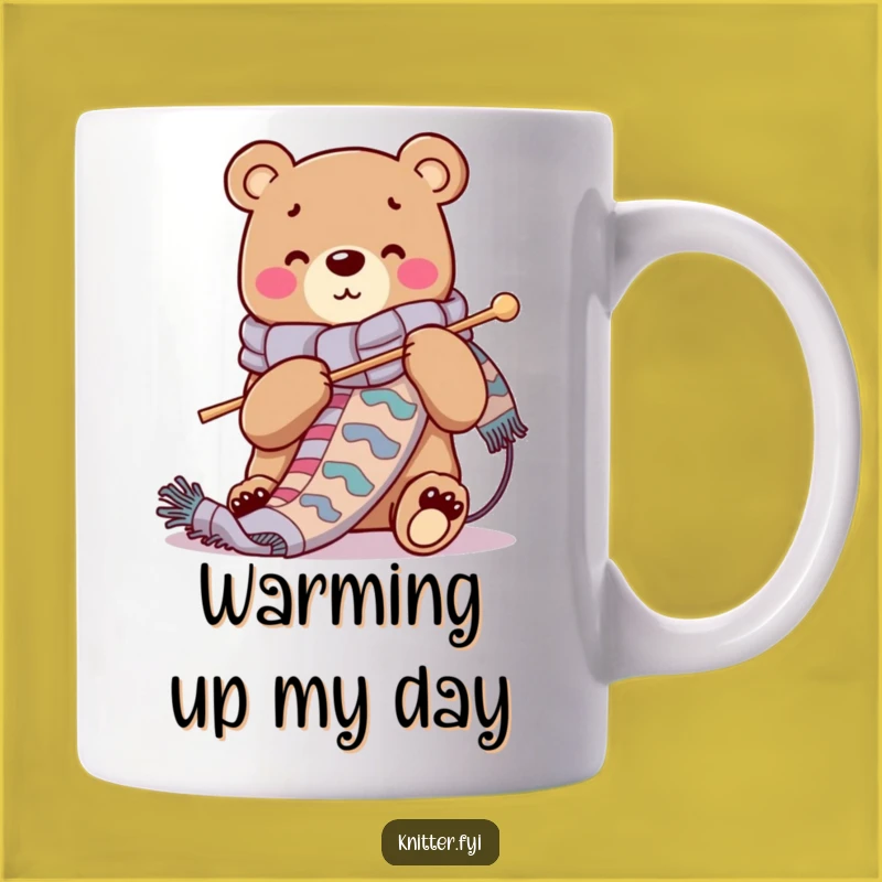 Funny Bear Knitting Scarf Coffee Mug - Cozy Crafty Gift for Knitters
