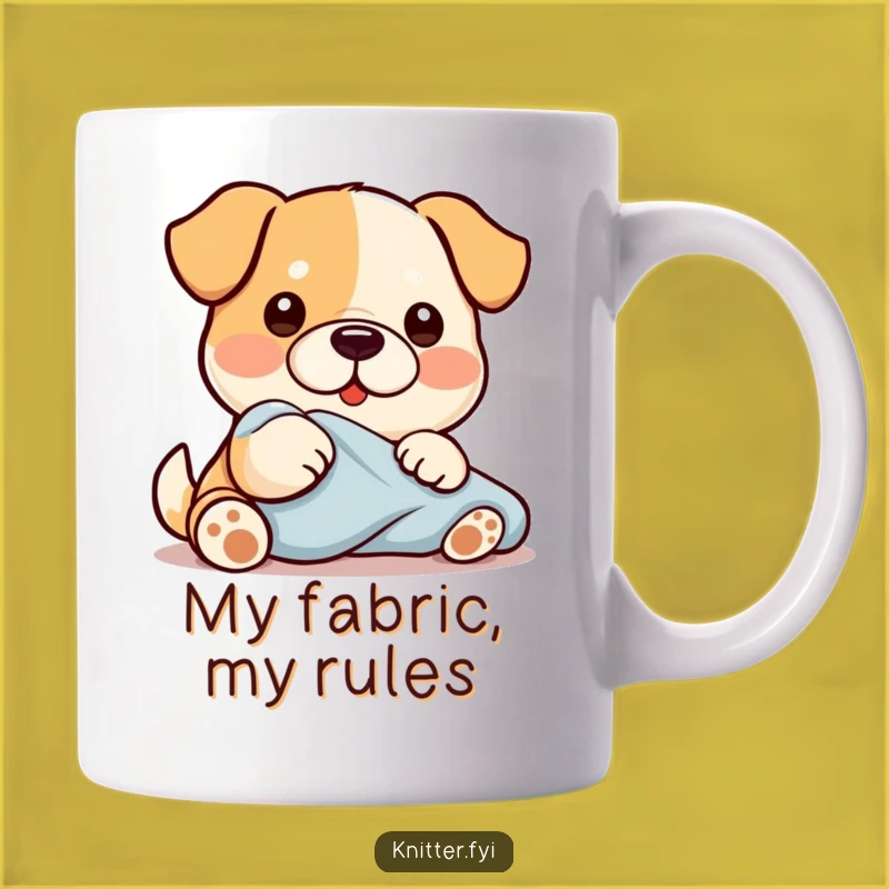 Funny Kawaii Dog Fabric Smoothing Mug - Diligent Pup Gift for Crafters