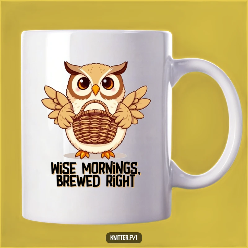 Funny Owl Basket Mug - Proud Owl Displaying Basket, Perfect Gift for Crafters & Collectors
