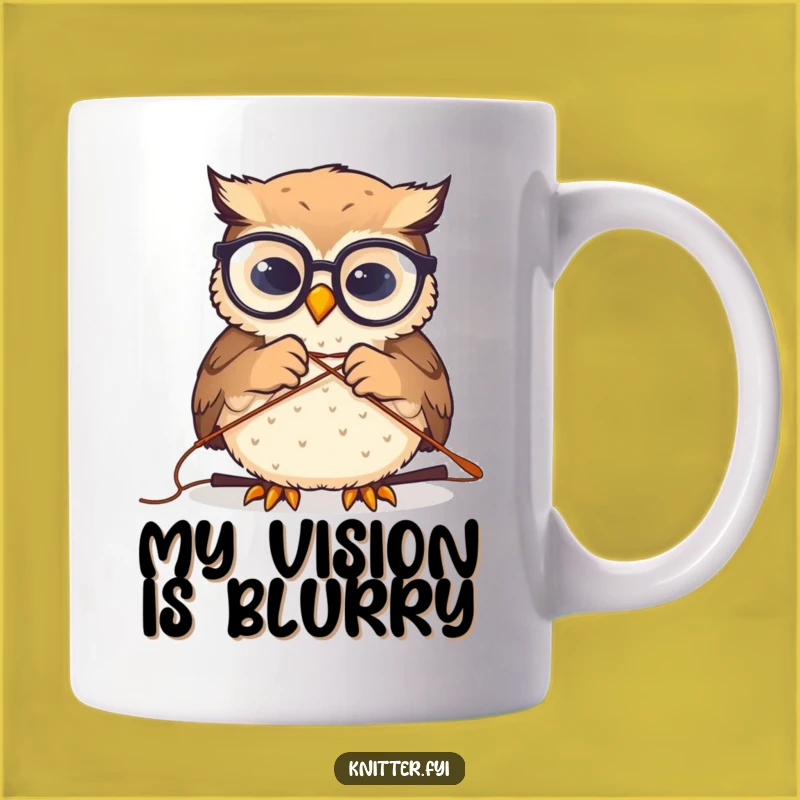 Funny Owl Sewing Gift Mug: Tiny Spectacled Owl Threading Needle for Crafters