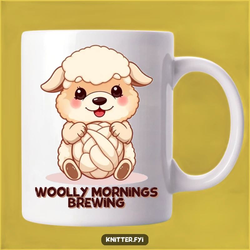 Funny Sheepdog Wool Mug: Adorable Dog Spinning Yarn, Perfect Gift for Knitters
