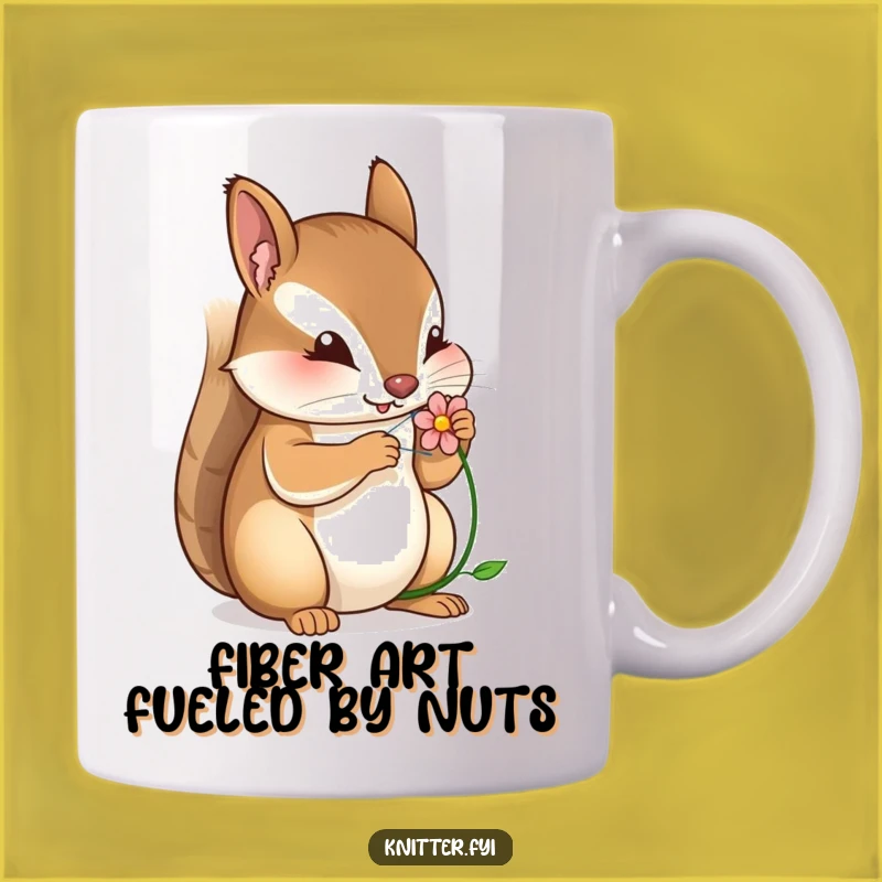 Funny Squirrel Stitching Flower Mug: A Hilarious Gift for Crafters and Animal Lovers
