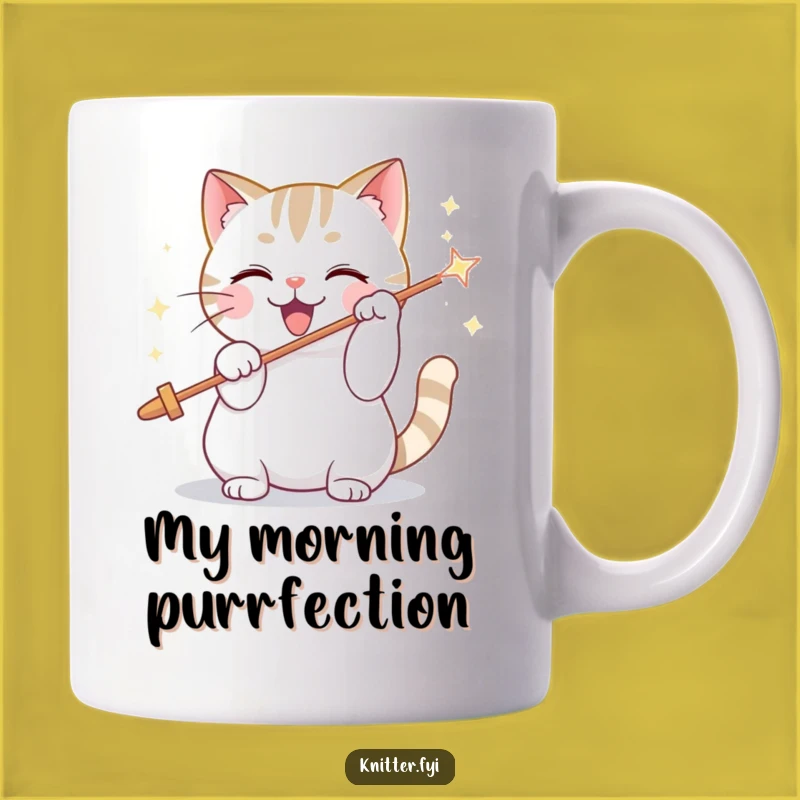 Funny Cat Threading Needle Coffee Mug - Playful Craft Gift for Cat Lovers