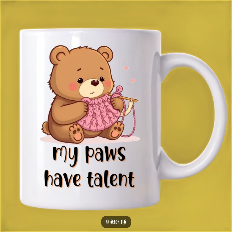 Funny Bear Knitting Cozy Mug: Hilarious Crafter Gift for Hobbyists Who Love Animals