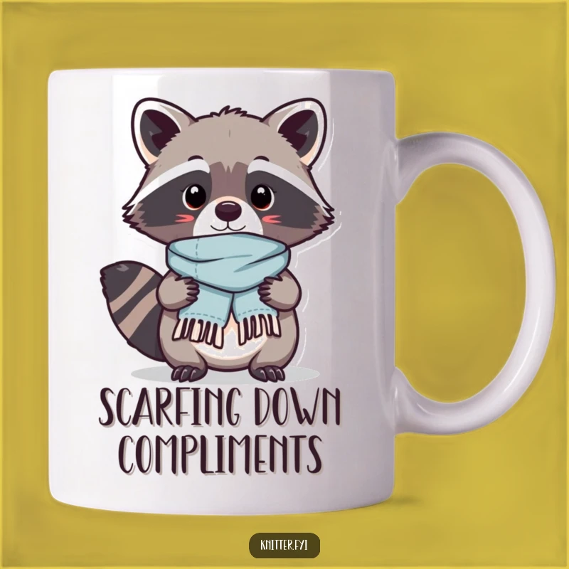 Funny Kawaii Raccoon Scarf Mug - Proud Crafter Gift for Stitchers
