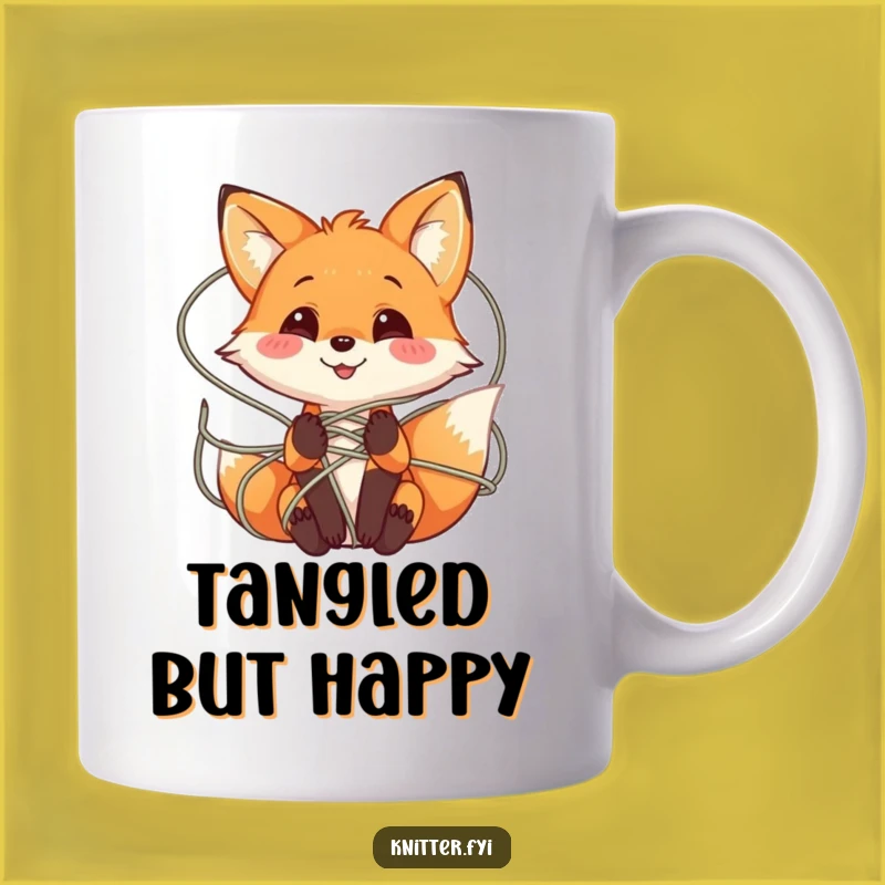 Funny Fox Yarn Mug: Playful Fox Tangled in Yarn Gift for Crafters