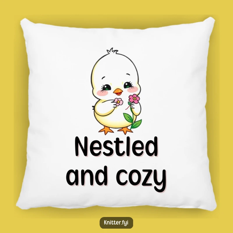 Funny Chick Embroidery Pillow: Cozy Sweet Bird Stitching Flower, Perfect Funny Gift