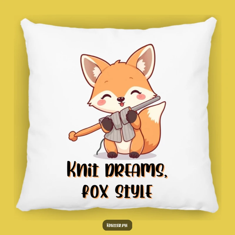 Funny Fox Knitting Pillow: Cozy Comfort with a Playful Foxy Crafter, Ideal Funny Gift