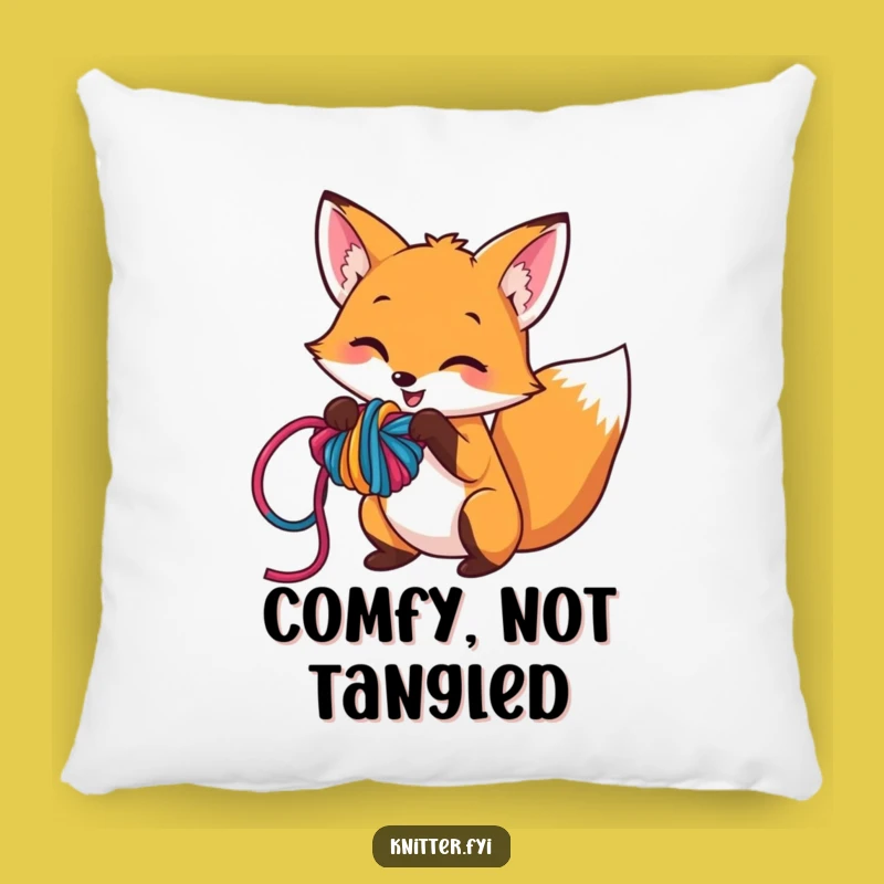 Funny Fox Yarn Pillow: Mischievous Knot Design, Cozy Decor Gift