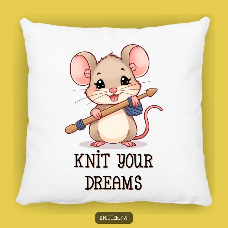 Funny Mouse Knitting Pillow: Determined Rodent Comfort, Perfect Cozy Funny Gift