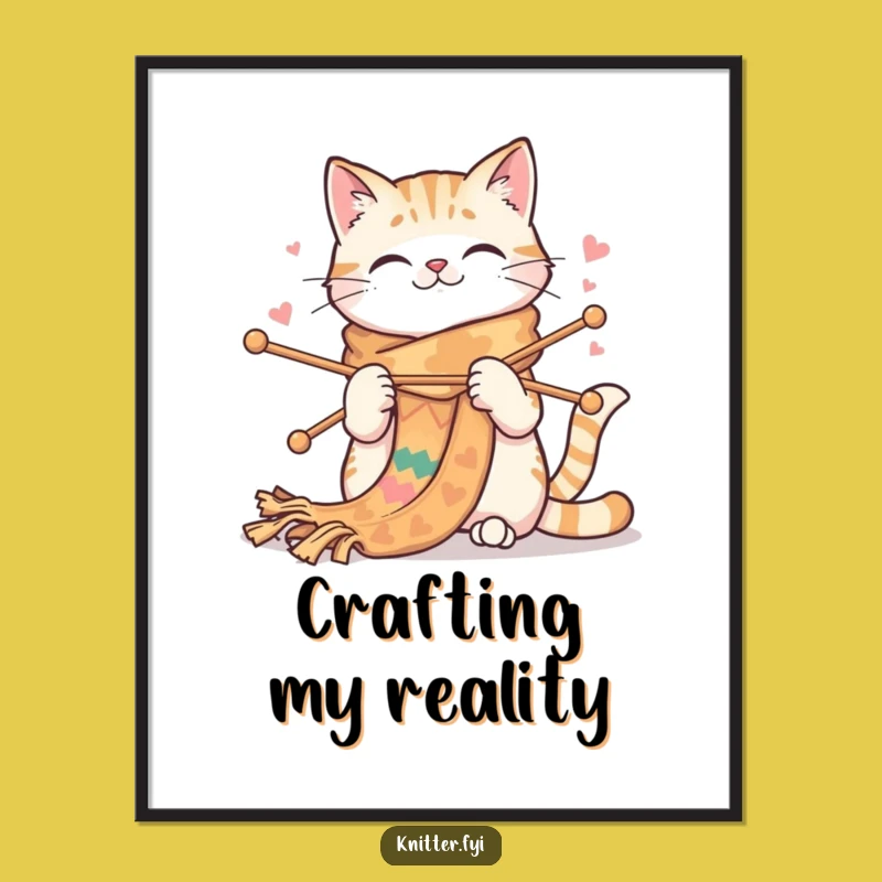 Funny Cat Knitting Digital Art - Instant Download of Hilarious Crafty Feline Artwork