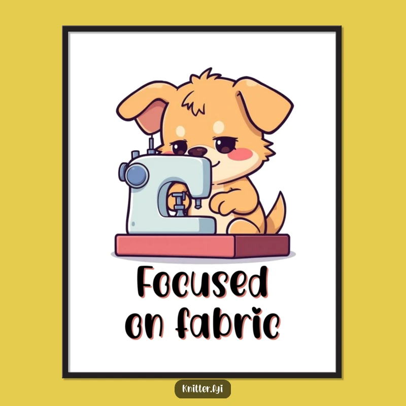 Funny Dog Sewing Digital Art: Printable Decor for Craft Rooms