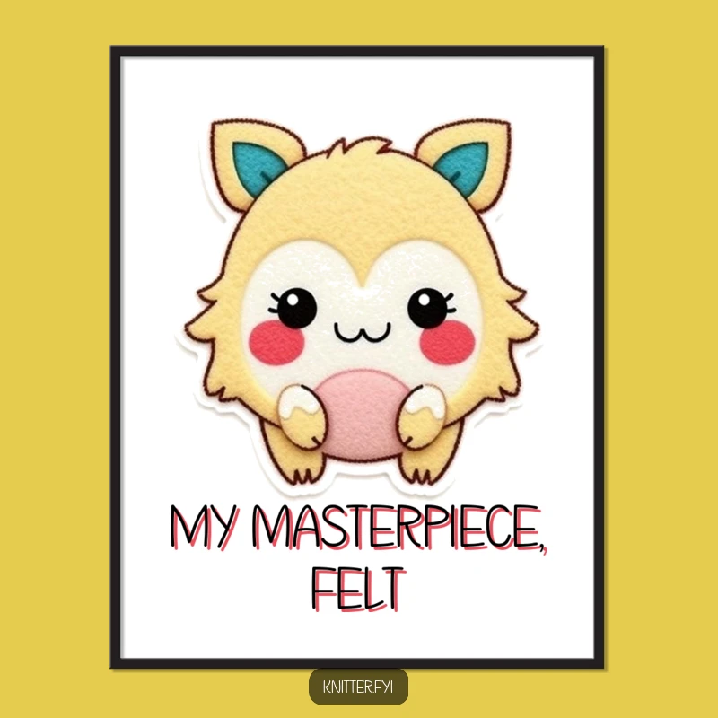 Funny Felt Joy Digital Print: Creature's Crafting Bliss, Instant Funny Gift Decor