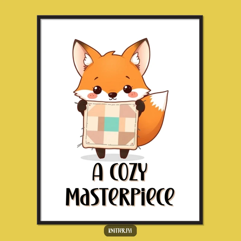 Funny Fox Quilt Digital Art - Instant Download of Hilarious Foxy Craft Artwork