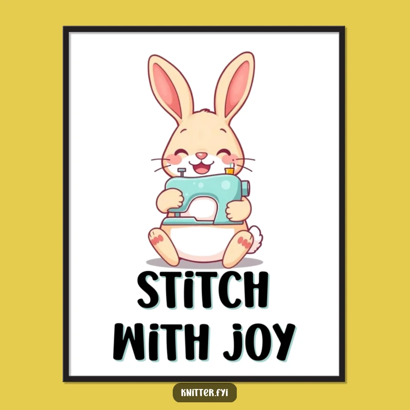 Funny Rabbit Sewing Digital Art - Hilarious Crafter's Wall Decor