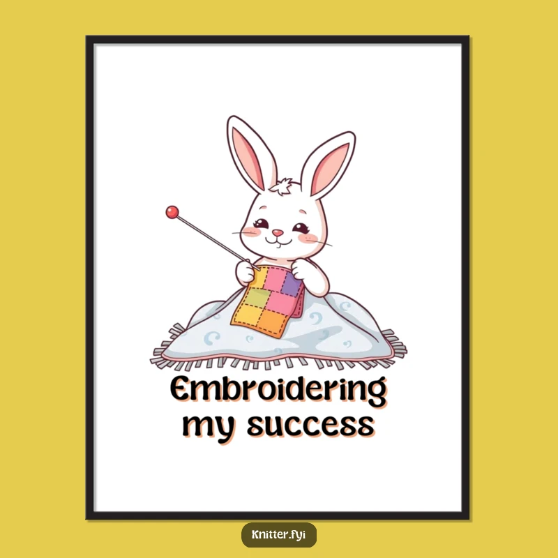 Funny Rabbit Sewing Patch Digital Art - Instant Craft Humor Decor Gift