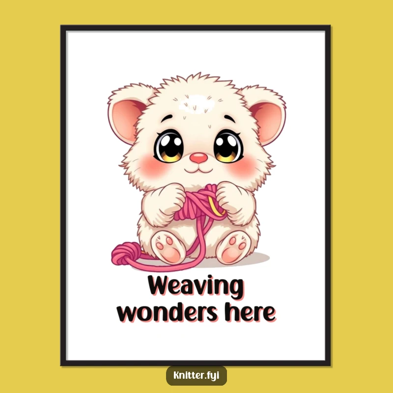 Funny Yarn Weaver Digital Art Print: Whimsical Craft Decor, A Charming Funny Gift