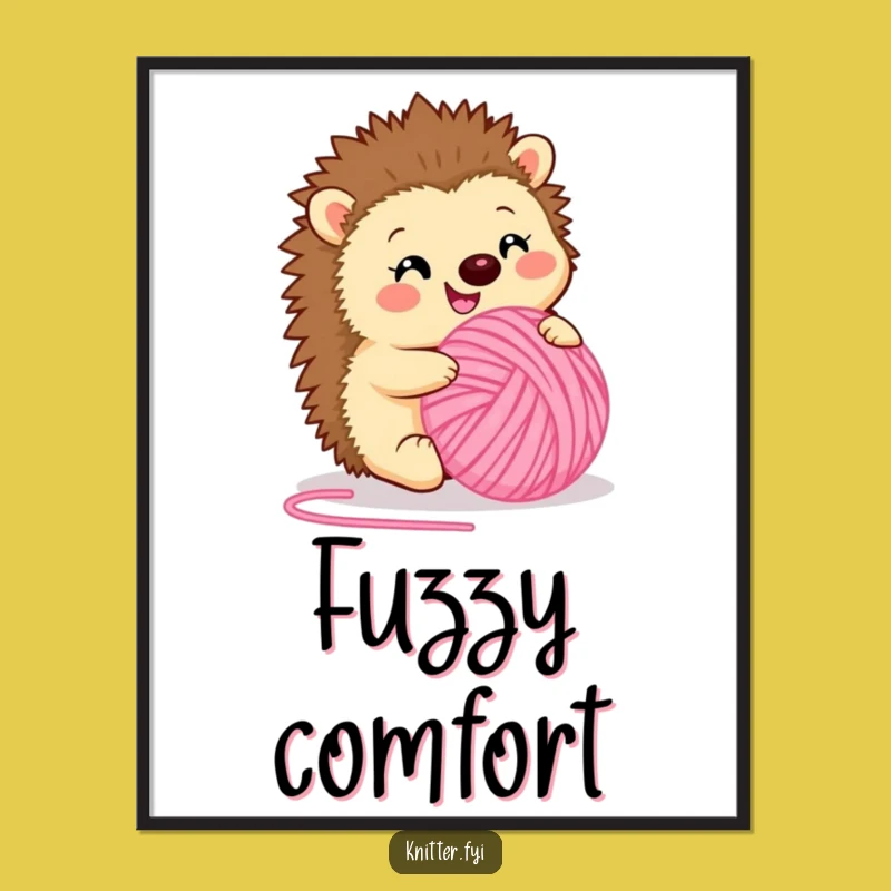 Funny Hedgehog Yarn Digital Art - Cozy Critter Craft, Instant Funny Gift!