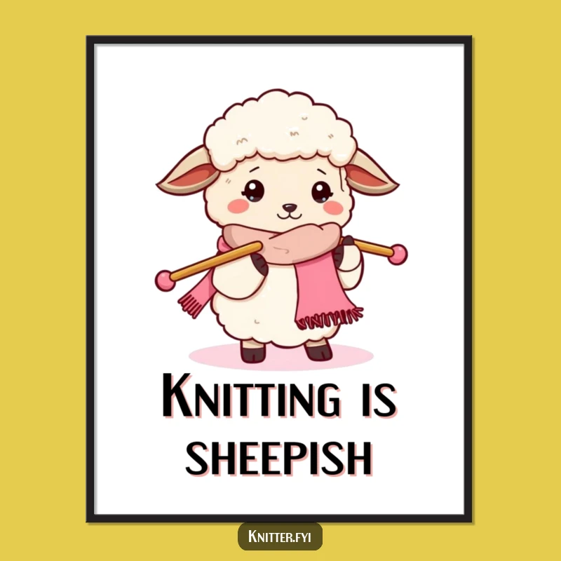 Funny Sheep Knitting Digital Art - Hilarious Crafter's Wall Decor