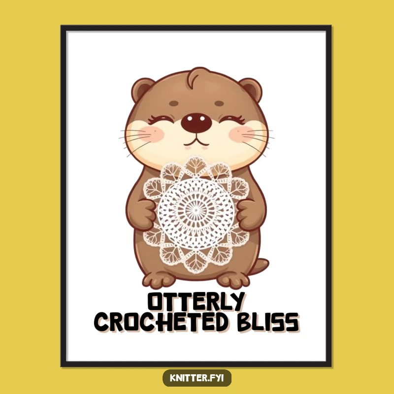 Funny Otter Crochet Digital Art: Instant Charm for Walls