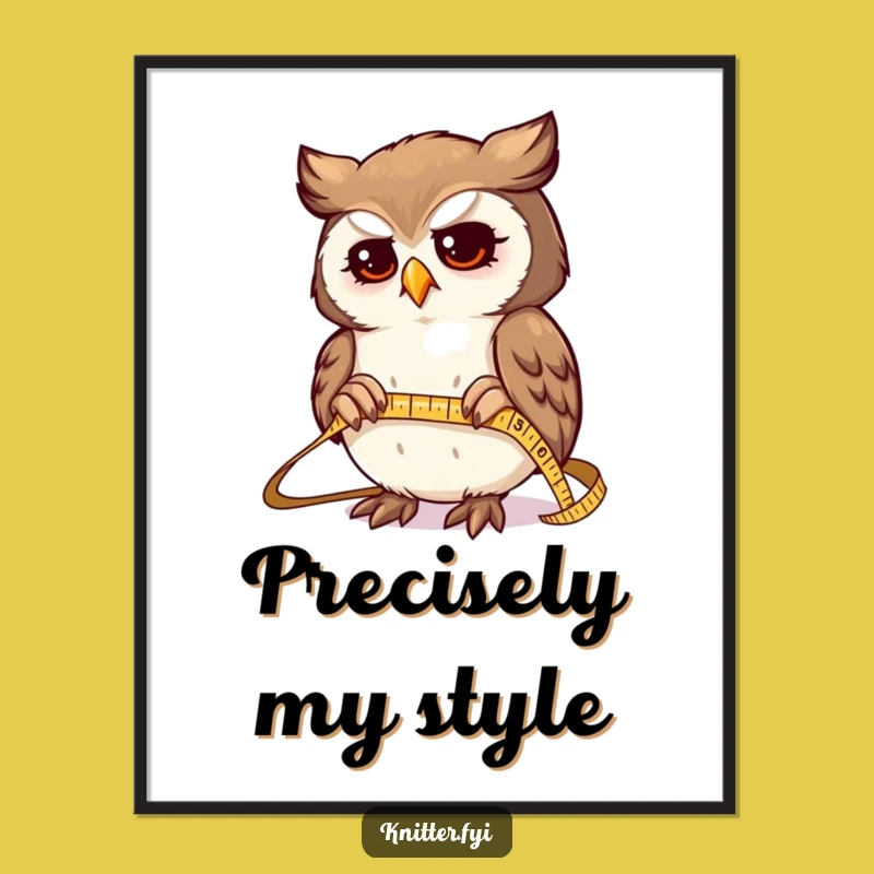 Funny Owl Measuring Fabric Digital Art - Instant Precise Decor Gift
