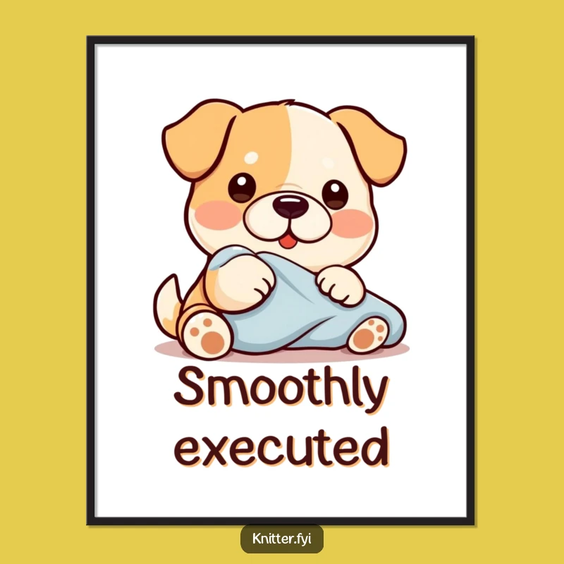 Funny Kawaii Dog Digital Art: Fabric Smoothing Pup - Instant Hilarious Gift
