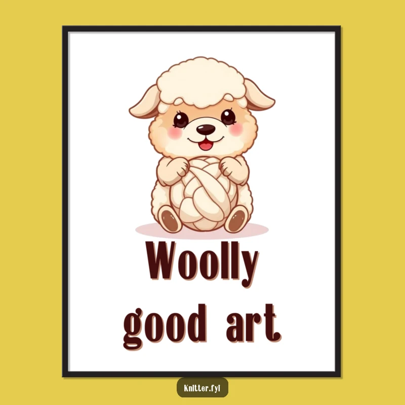 Funny Sheepdog Wool Digital Art: Adorable Dog Spinning Yarn, Perfect Instant Funny Gift