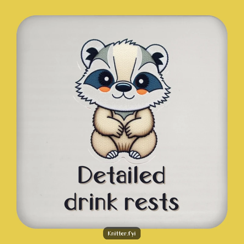 Funny Badger Stitch Coaster: Hilarious Badger Gift for Tables