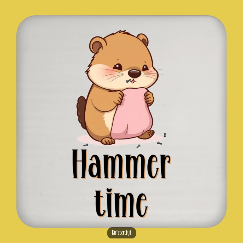 Funny Beaver Project Coaster: Diligent Hammering Beaver Drink Protector