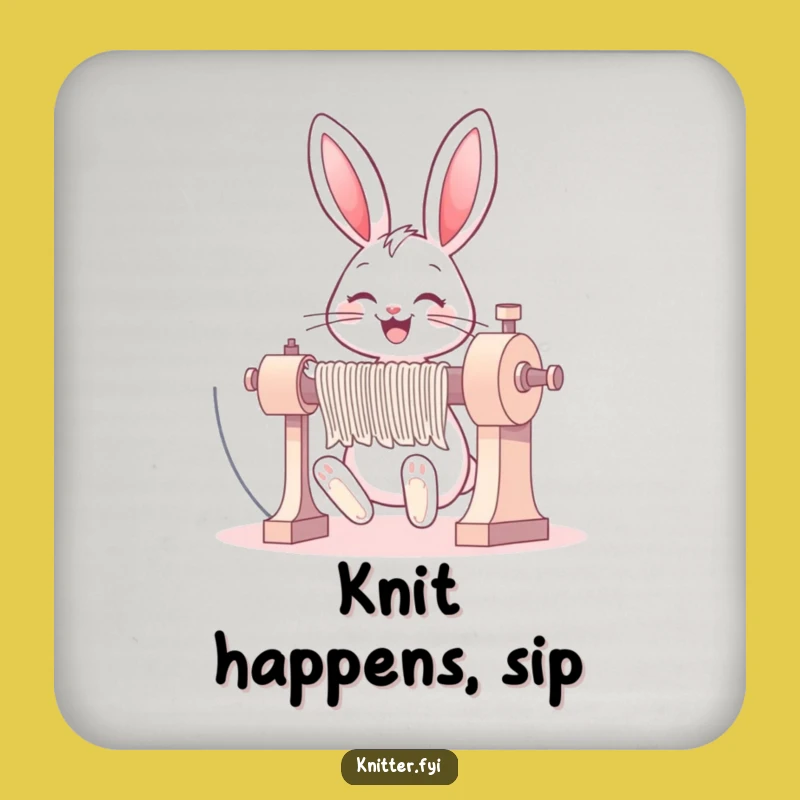 Funny Bunny Knitting Coaster: Protect Surfaces with Charm