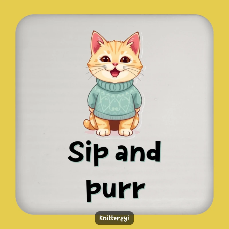 Funny Cat Sweater Coaster - Feline Protection, Adorable Funny Gift!