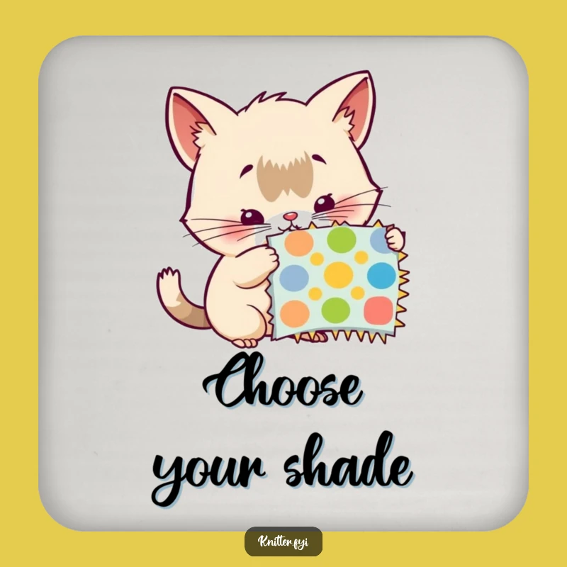 Funny Drink Coaster: Curious Creature Examines Swatch, Protect Surfaces!