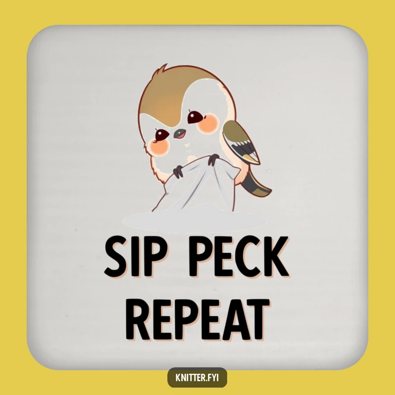 Funny Giggling Chickadee Drink Coaster - Protect Surfaces Humorously