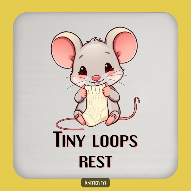 Funny Mouse Knitting Coaster: Hilarious Mouse Gift for Tables