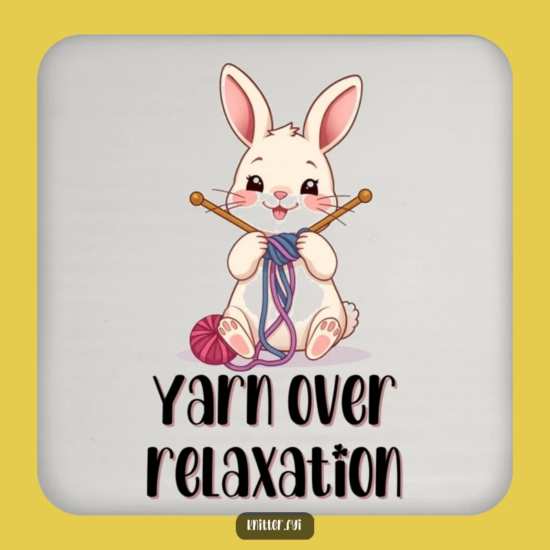 Funny Rabbit Knitting Coasters: Protect Surfaces with a Cheerful Yarn Crafter, Cute Funny Gift