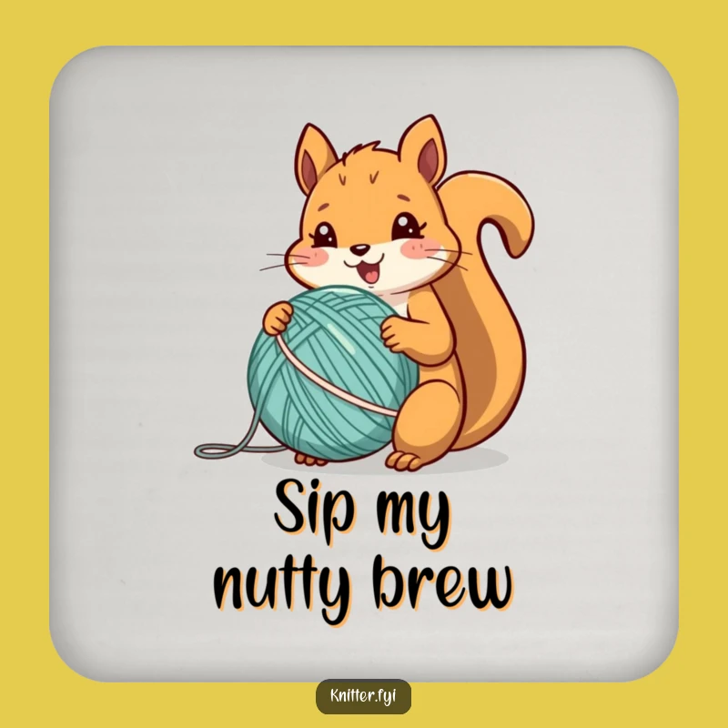 Funny Squirrel Yarn Coaster: Protect Surfaces with Charm